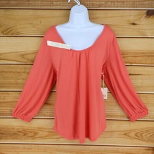 a.n.a. A New Approach Long Sleeve Blouse Shirt Womens Sz XL Pink Scoop Neck Soft