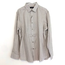 NEW NWT HART SCHAFFNER MARX Mens White Tan Brown Woven Checkered Button Down XL