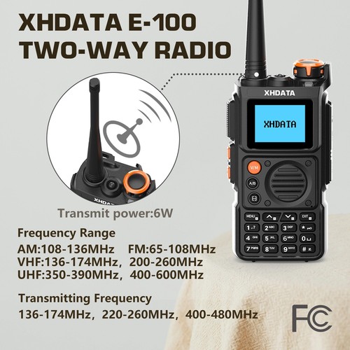XHDATA Walkie Talkie Full Band Two Way Radios NOAA Weather Long Range Receiver - Zdjęcie 2 z 12