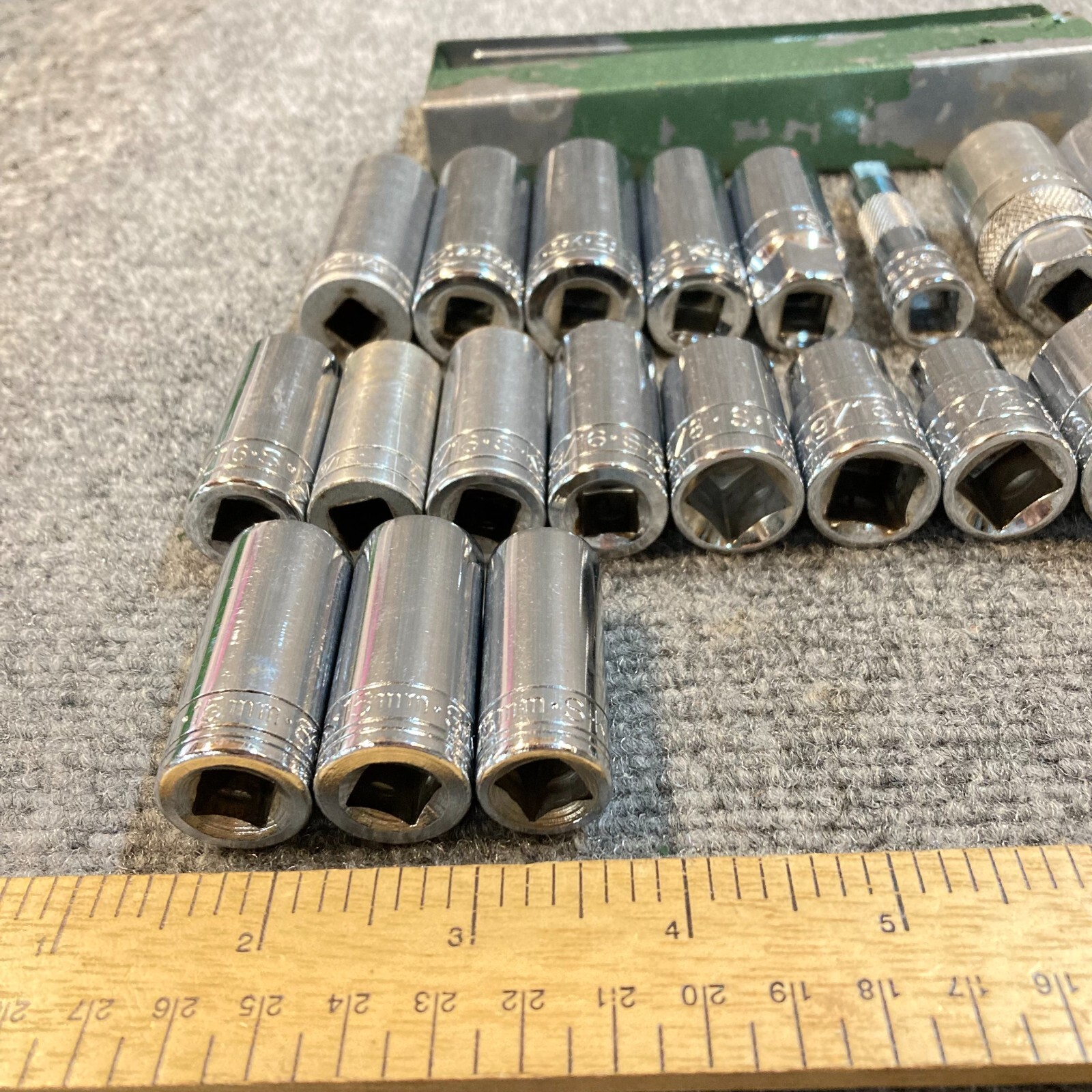 Vintage SK Socket Lot 24 Pcs 1/2" 3/8" 1/4 " w/ 3 Metric 3 SK Wayne