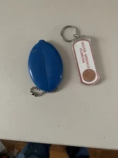 Vintage Silver Springs Florida Souvenir Keychain Lucky Penny Coin Pouch box28b