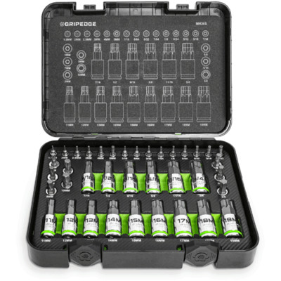 Grip Edge MH38S   38 Pc Master RPT Hex Bit Allen Socket Set Metric & SAE