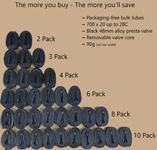 2 to 10 Pack 700x23 700x25 700x28c KENDA 48mm Presta Valve Inner Tubes