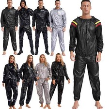 Men Women Sauna Suits Fitness Sweat Sauna Suit Heavy Duty Hooded Shirt and Pants