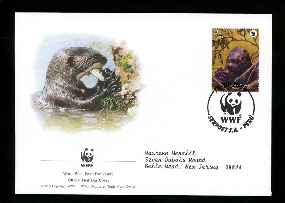 Postal History Peru #1433a-d FDC SET OF 4 WWF Nutria 2004 World Wildlife - Image 3 of 4