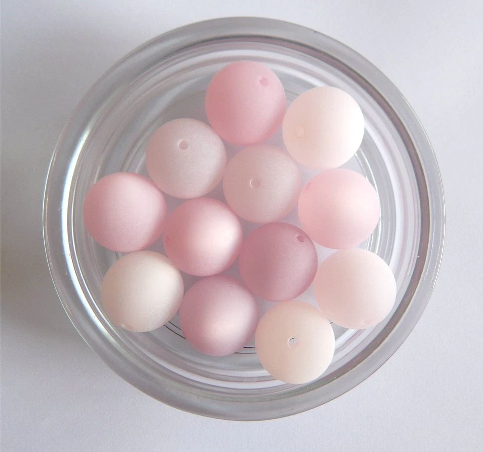 Aktion: 12 Stück XL PolarisPerlen 20mm groß rund matt Mix aus Rosa Tönen - Bild 3 von 3