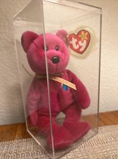 Beanie Babies  Millenium  Bear Toy - Purple Bear Gold Ribbon - All Tag Errors