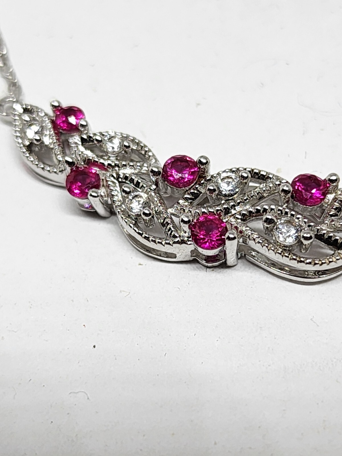 Sterling Silver Lab Created Ruby & White Sapphire… - image 4
