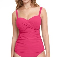 Profile by Gottex NWT Tutti Frutti Pink Underwire Tankini Top Women's Size 32D