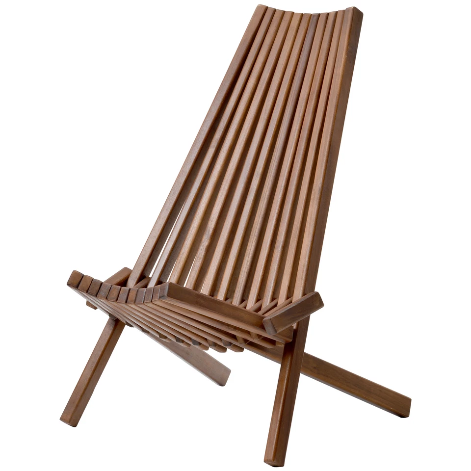 Silla plegable de madera maciza asiento ergonómico y sillas de patio con respaldo alto inclinado Foto 2 de 4