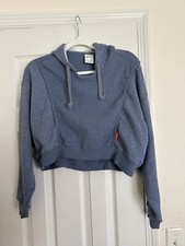Nike Cropped Loose Fit Heathered Blue Oversized Hoodie Size Women  s Small