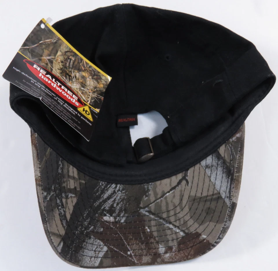 NWT Realtree Hardwoods Black Camo Camouflage Hunting Baseball Adjustable Hat Cap - Image 2 of 3