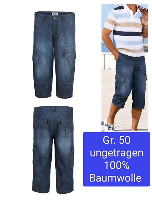 Roger Kent 3/4 Jeans Hose Herren Bermuda mod. Skaterform Blau 50 100%BW 1xgetrag
