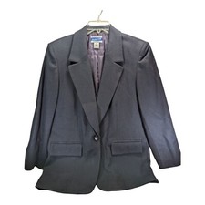 VTG Classic Women's PENDLETON Black 100 Virgin Wool Blazer Size 8 Made In USA