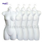 5 White Mannequin Female Torsos - Lot of 5 Plastic Hanging Dress Forms