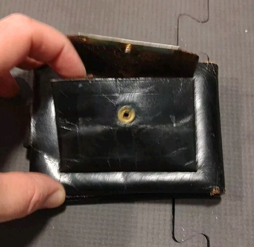 Vecchio portafoglio vintage uomo nero - Foto 2 di 8