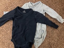 2 X H&M Baby Wrap Over Vests 4-6 Months Blue