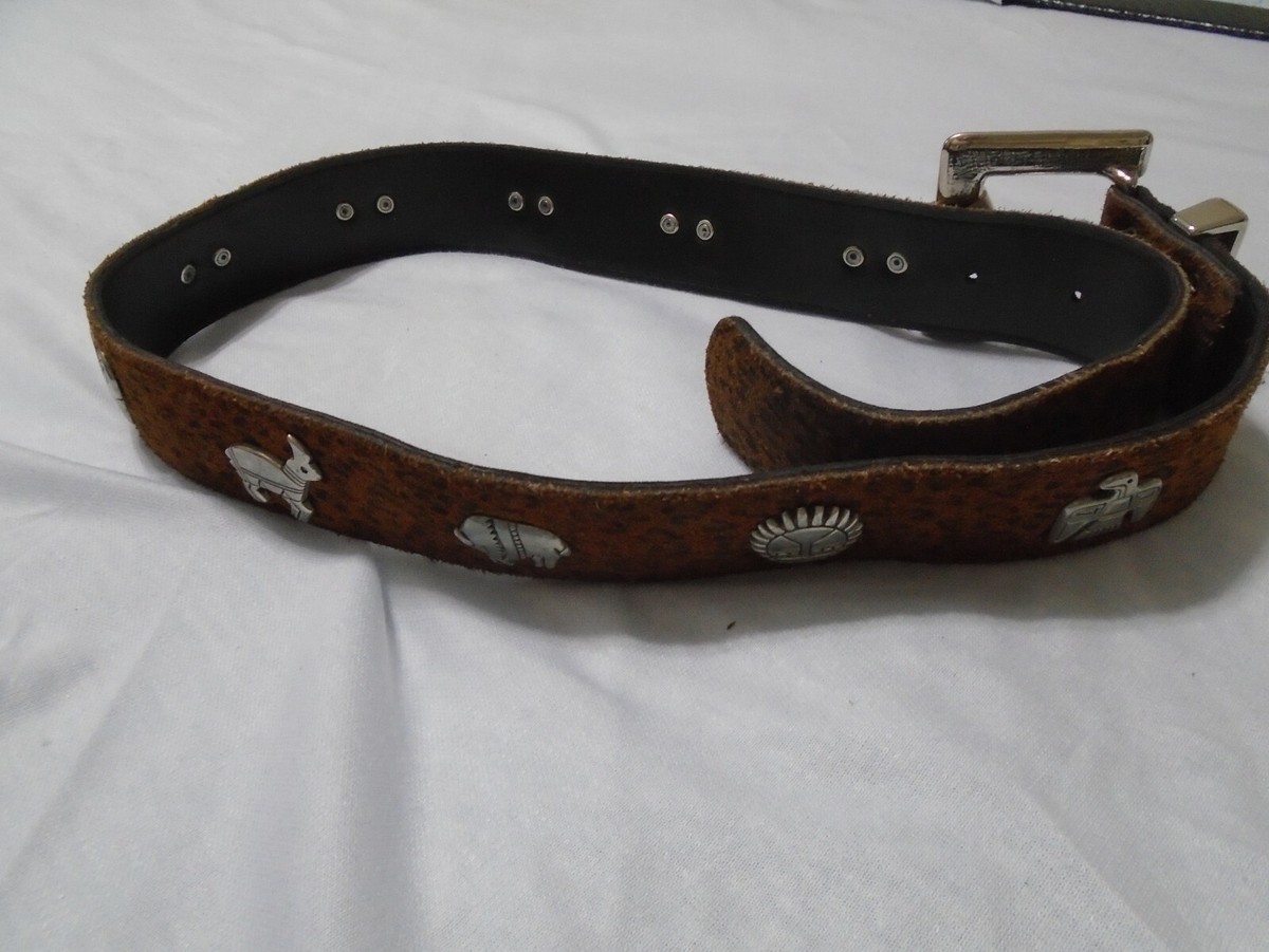 Southwestern Concho style Leather/Suede belt w/Silver Tone 