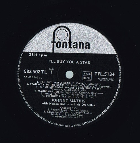 JOHNNY MATHIS I'll Buy You A Star LP Mono NELSON RIDDLE Fontana UK TFL5134 @VG@ - Picture 3 of 3
