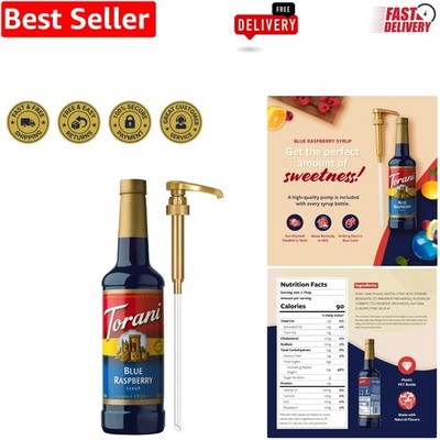 Versatile Blue Raspberry Syrup   25.4 Oz Bottle with Pump for Effortless Flavor