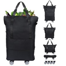 Reusable Grocery Bag on Wheels Shopping Bag with Wheels, Detachable Roller To...