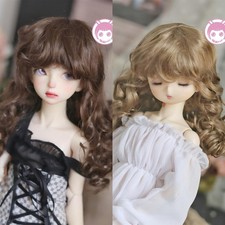 1/6 1/4 1/3 Super Soft Long Curly Ladies Curls Faux Mohair Silk Wig Fit BJD Doll