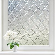 Decorative Frosted Window Film - Static Cling Lattice Pattern 17.5" x 78.7"
