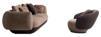 Designer Braune Sitzgarnitur Stilvoller Dreisitzer Luxus Sessel 2Tlg