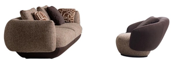Designer Braune Sitzgarnitur Stilvoller Dreisitzer Luxus Sessel 2Tlg-image