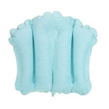 Inflatable Bath Pillow with Suction Cups Terry Cloth Covered Blue