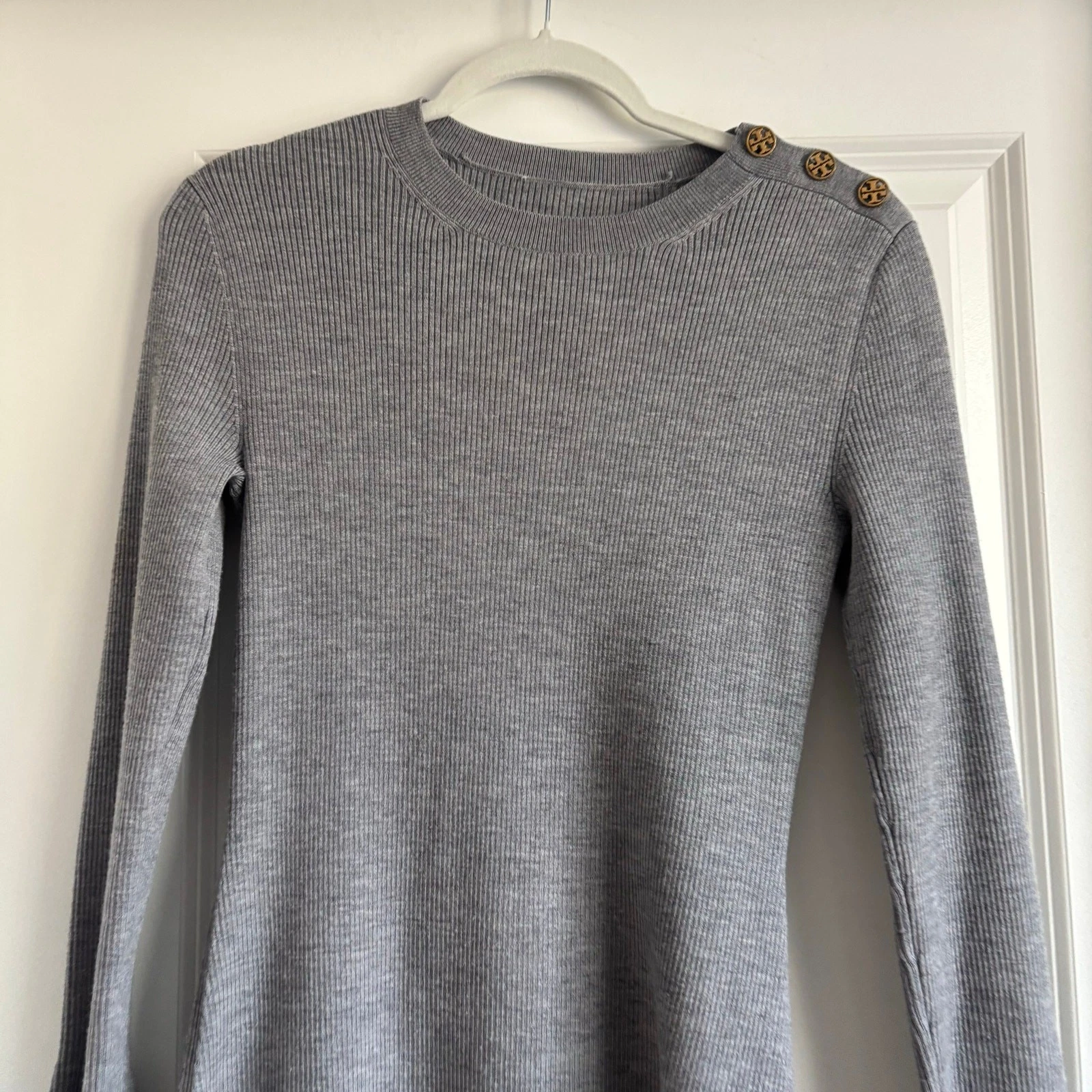 Abito maglione Tory Burch us intime ottimeioni cond lanano merinote aderent svasat manic lungao grigio t