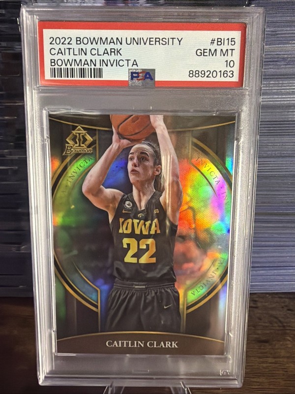 PSA 10 Caitlin Clark 2022 Bowman University Invicta Rookie Insert Iowa Hawkeyes