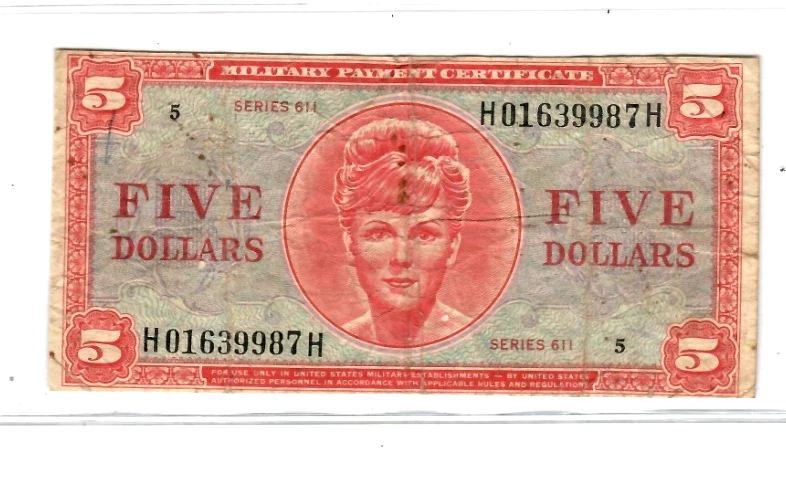 $5 "MILITARY PAYMENT" (SERIES 611) "SUPER RARE" (SERIES 611) $5  NICE NOTE!!!!!! - Image 2 of 3