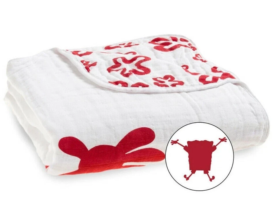 ADEN + ANAIS CLÁSICO ALGODÓN MUSELINA MANTA DE ENSUEÑO ROJO BOB ESPONJA PANTALONES CUADRADOS Foto 2 de 3