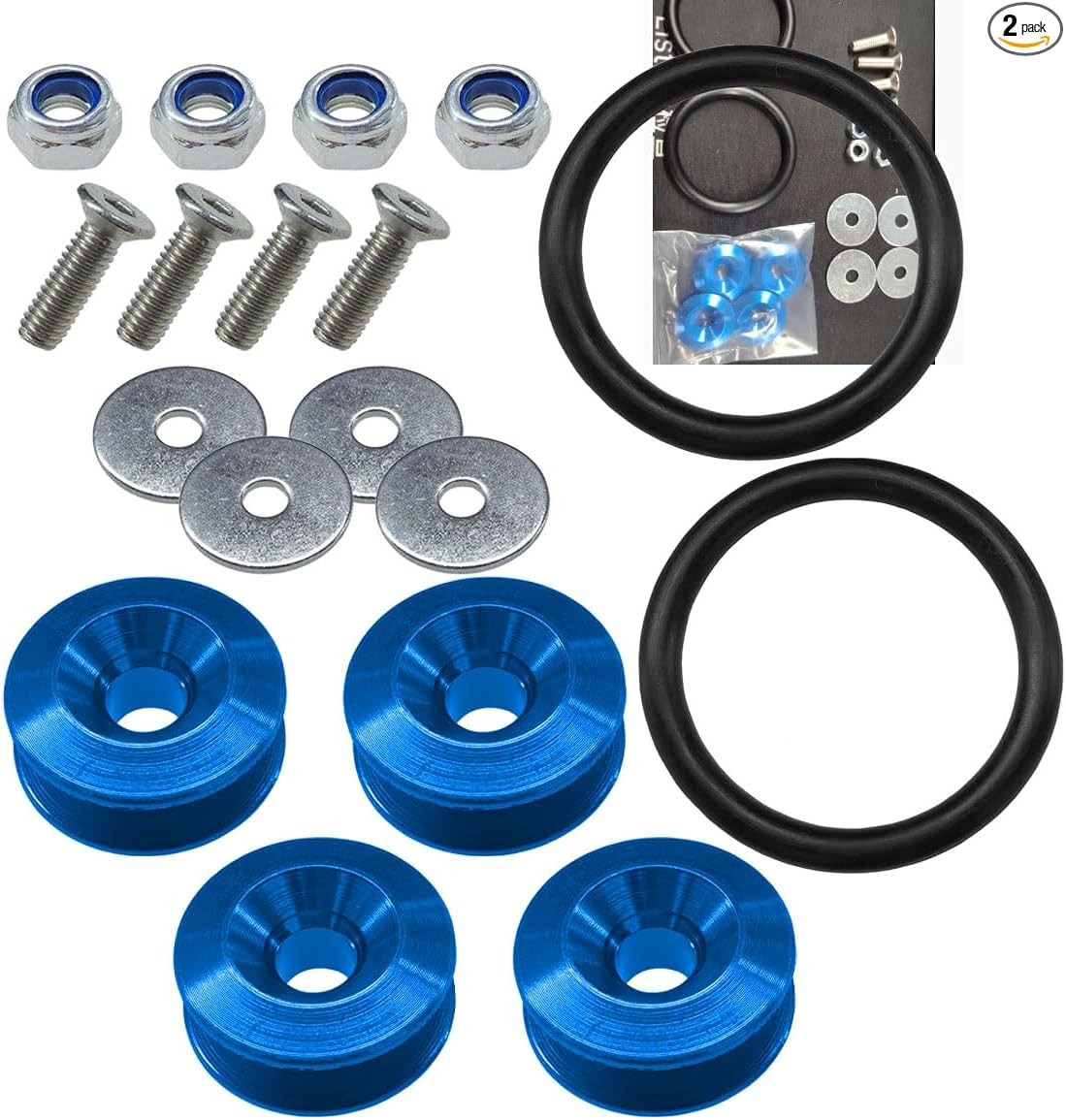 Quick Release Fastener Kit with Washers & Stainless Steel Screws, Color: Blue