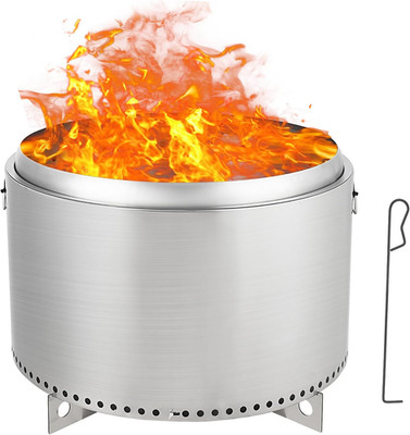 27-Inch Portable Smokeless Fire Pit - Stainless Steel Camping Stove