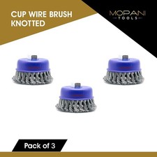 3 Pack Wire Cup Brush 4 Inch Twisted Knotted For Angle Grinders With 5/8"-11