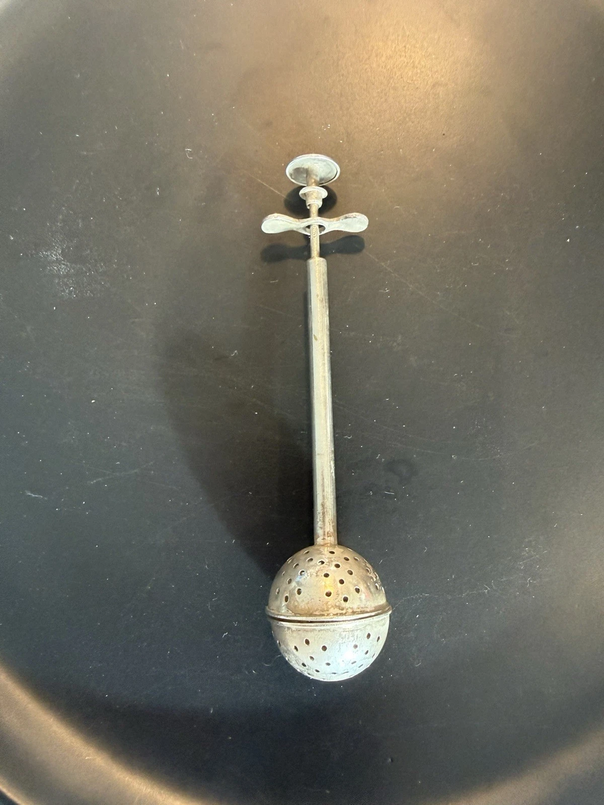 Antique 1970 sterling Silver Metal Ball Spoon Tea Infuser Reusable Vintage
