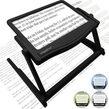 5X LED Full Page Magnifying Glass with Detachable Stand 3 Color Modes for Eye...