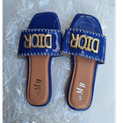 My Blue Synthetic Slide Sandals Logo Beaded Accent Women Slip On Size 6 — photo 1