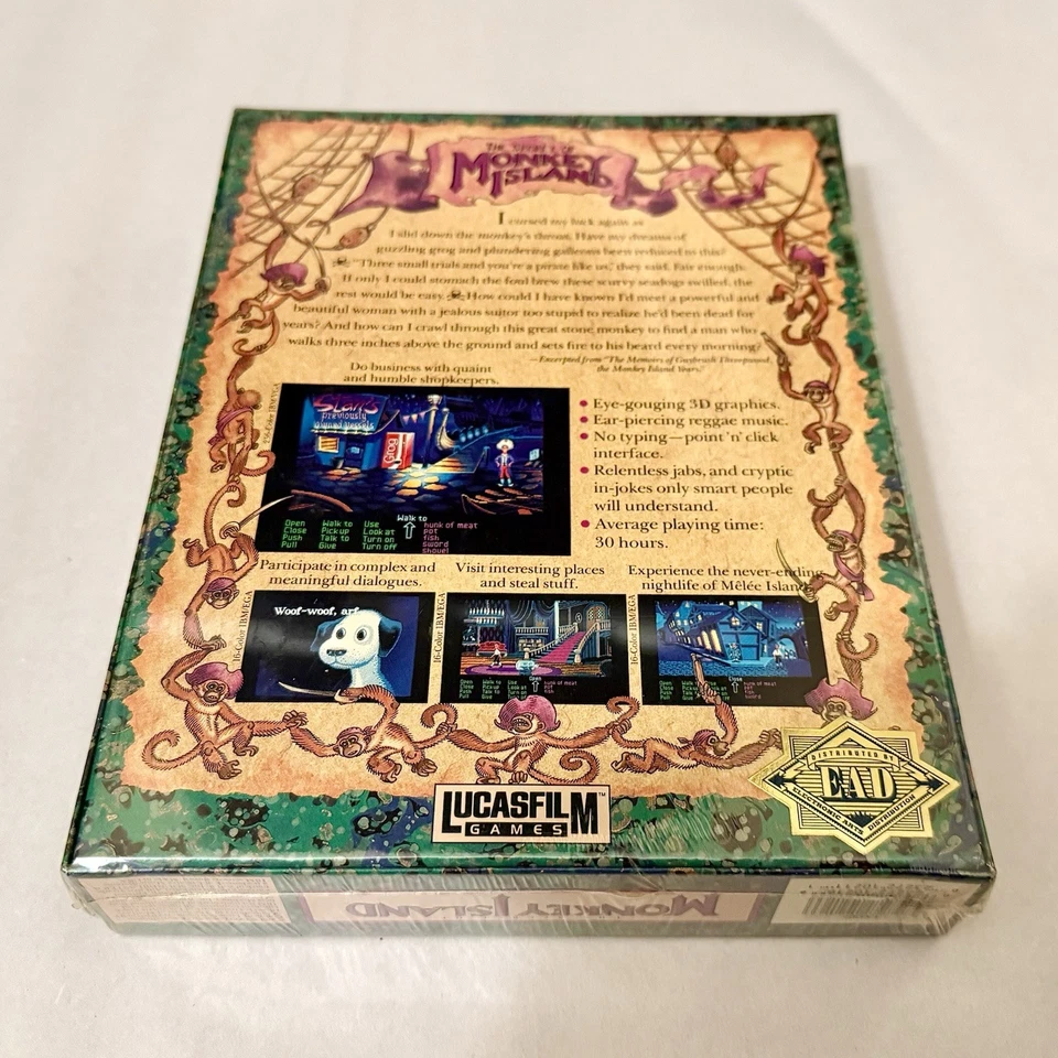The Secret of Monkey Island - SEALED - IBM 5.25” - Big Box PC - 1990 LucasFilm - Image 2 of 4