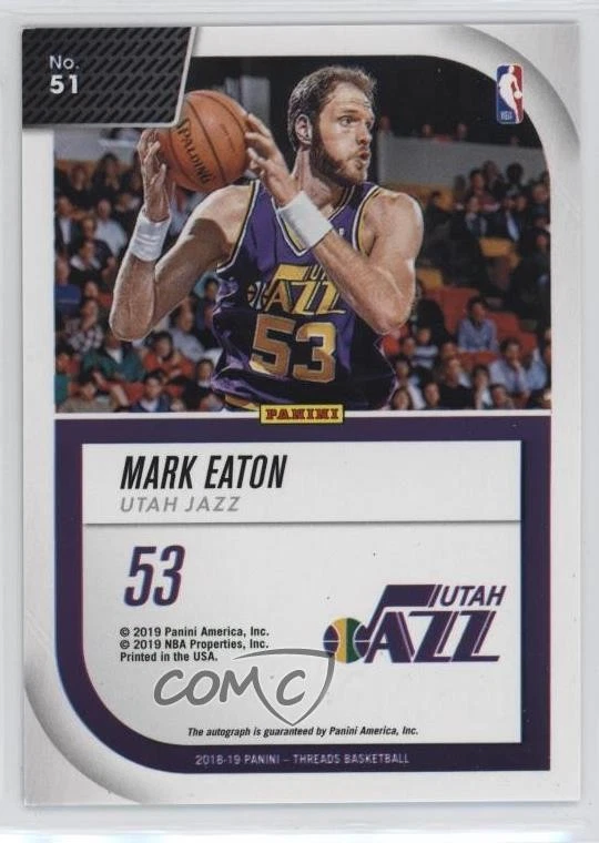 2018-19 Panini Threads Signage Premium /200 Mark Eaton #51 Auto - Image 2 of 2