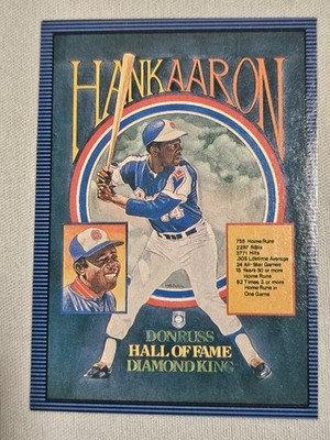 1986 Donruss Hank Aaron Hall of Fame Diamond King #602 Atlanta Braves Card