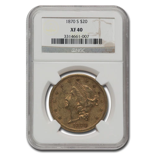 1870-S $20 Liberty Gold Double Eagle XF-40 NGC