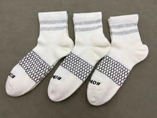 Women's BOMBAS 3 Pairs Retro stripes Quarter socks Size Medium 8-10.5 White