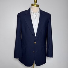 Vtg Brooks Brothers Blazer Mens 40R Navy Blue Solid Brooksease Wool Two Button