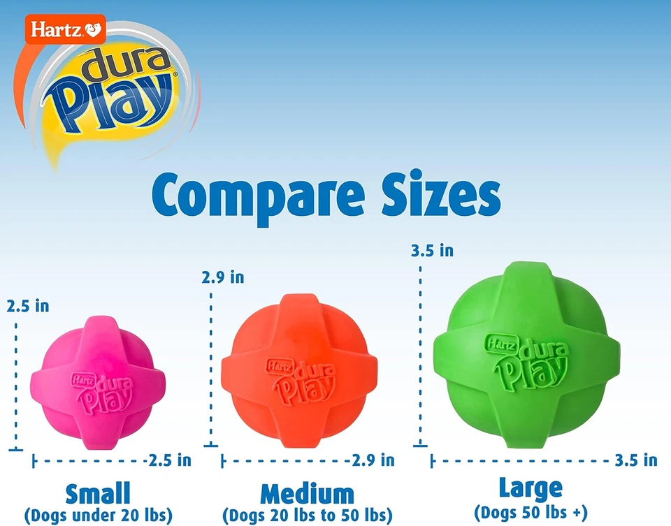 Duraplay Ball Squeaky Latex Dog Toy, Medium 3 Pack - Image 3 of 4