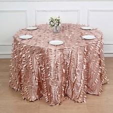DUSTY ROSE 120" Taffeta ROUND TABLECLOTH Leaf Petals Design Wedding Party