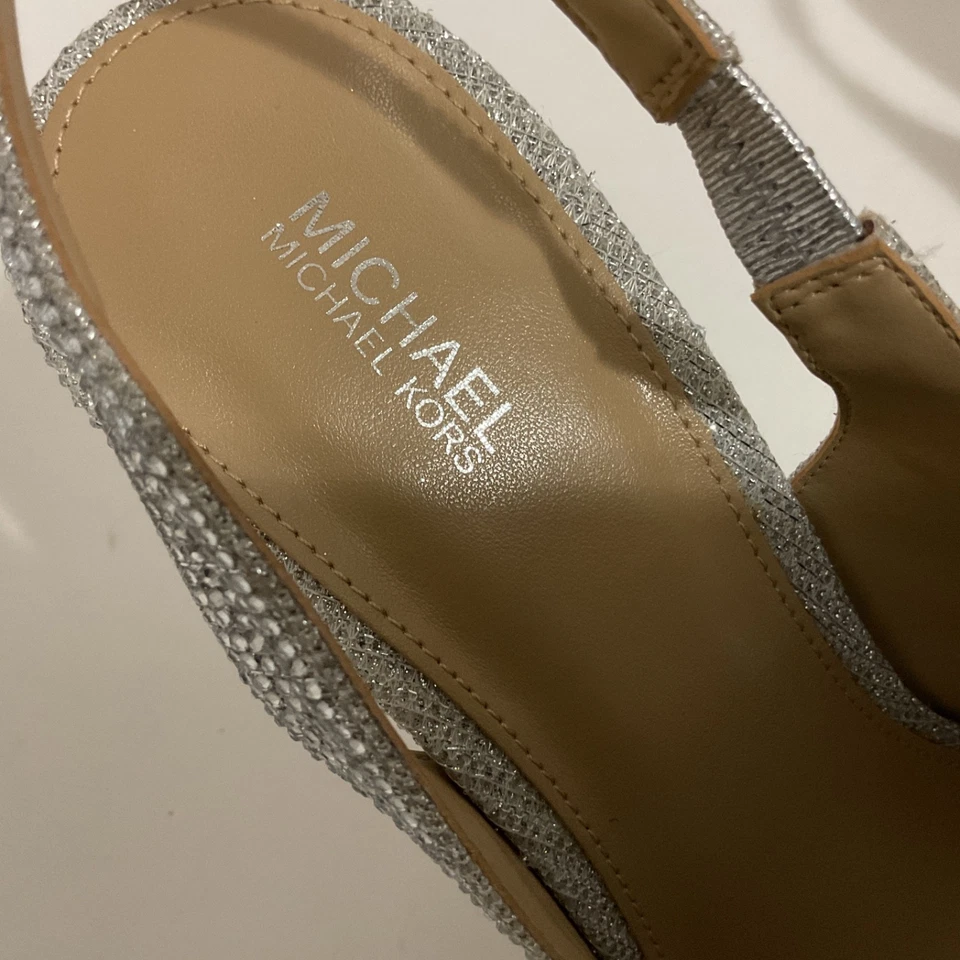 Michael Kors Chelsea Slingback Heels,Silver,Rhinestone,Sparkle,Cinderella, 10 M - Image 3 of 4