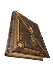 Antique Victorian Leather Tooled Photo Album Cabinet Cards 142 CDV 11.5  X 9.5  